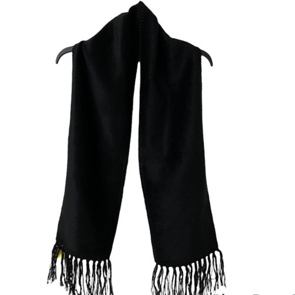Unbranded Black Fringe Scarf One Size OS Knit Winter Wrap Shawl Neck Warmer Cozy